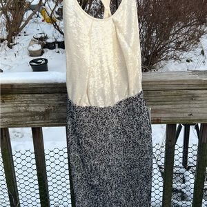 NWT Rachel Roy Sequined Top Navy Tweed Bottom Dress Damaged Slip Lining Size 4